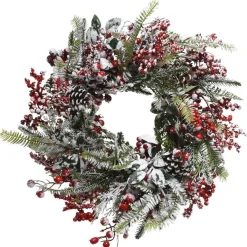 KAEMINGK Couronne de Noël Baies (D40 cm) givrée Rouge Outlet