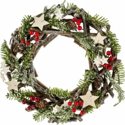 Feeric Lights & Christmas Couronne de Noël (D32 cm) Greywood et nature Vert Online