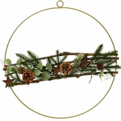 KAEMINGK Couronne de Noël (D40 cm) Nature festive dorée Vert Outlet