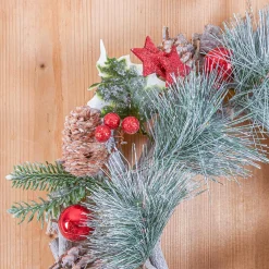 Feeric Lights & Christmas Couronne de Noël (D32 cm) Nature festive Rouge Hot