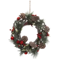 Feeric Lights & Christmas Couronne de Noël (D32 cm) Nature festive Rouge Hot