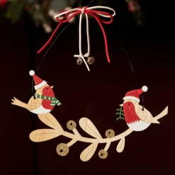 KAEMINGK Couronne de Noël déco (D22 cm) Oiseaux enchantés Rouge Sale