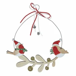 KAEMINGK Couronne de Noël déco (D22 cm) Oiseaux enchantés Rouge Sale
