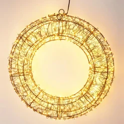 KOOPMAN Couronne de Noël lumineuse 500 micro LED (D38 cm) Star Light et blanc chaud Noir Sale