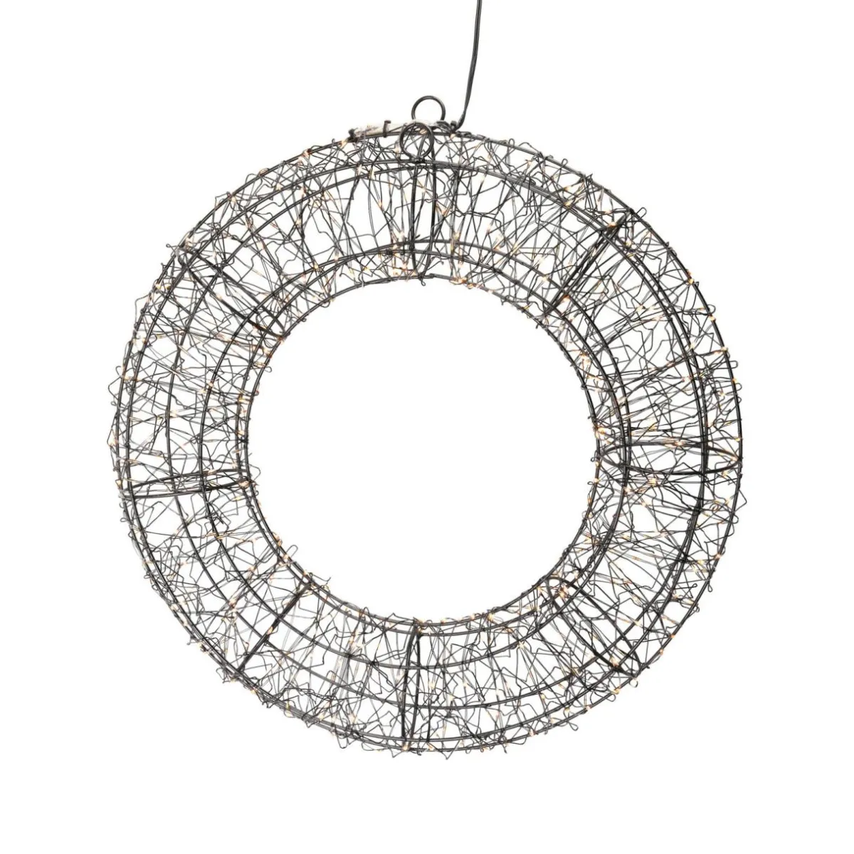 KOOPMAN Couronne de Noël lumineuse 500 micro LED (D38 cm) Star Light et blanc chaud Noir Sale