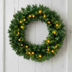 EMINZA Couronne de Noël lumineuse (D60 cm) Royal Vert et blanc chaud Sapin vert lumineux Sale