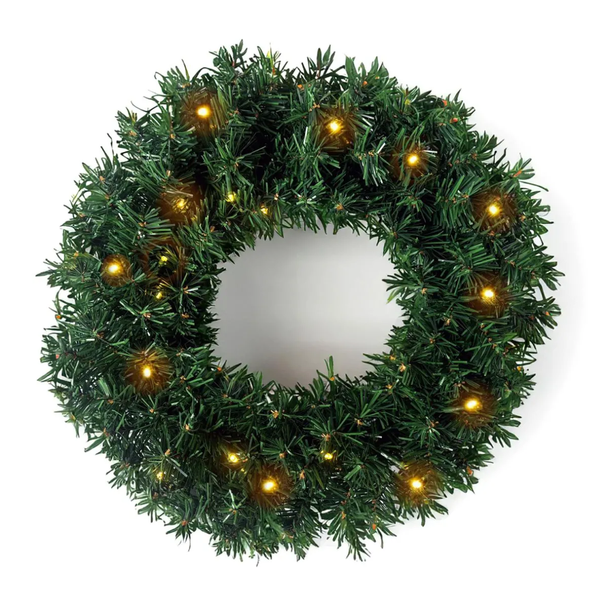 EMINZA Couronne de Noël lumineuse (D40 cm) Royal Vert et blanc chaud Sapin vert lumineux Hot