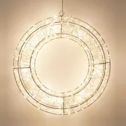 KOOPMAN Couronne de Noël lumineuse 500 micro LED (D38 cm) Star Light et blanc froid Argent New