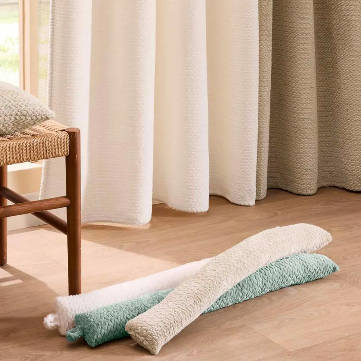 douceur d'intu017drieur Coussin bas de porte flanelle (80 x 10 cm) Flanela Vert kaki