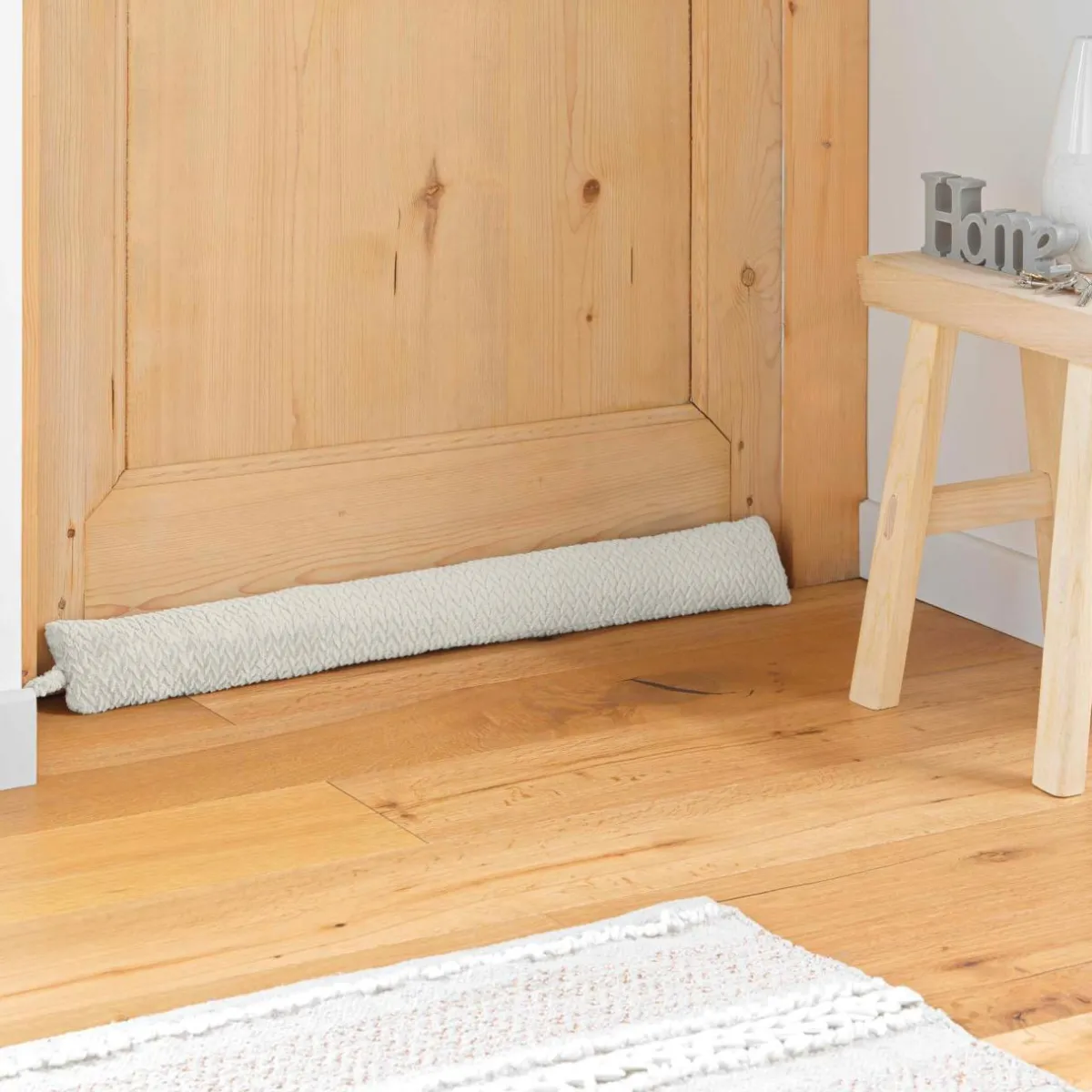douceur d'intu017drieur Coussin bas de porte flanelle (80 x 10 cm) Flanela Ecru Discount
