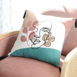 LOVELY CASA Coussin carré (40 cm) Esquisse Multicolore New