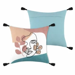 LOVELY CASA Coussin carré (40 cm) Esquisse Multicolore New