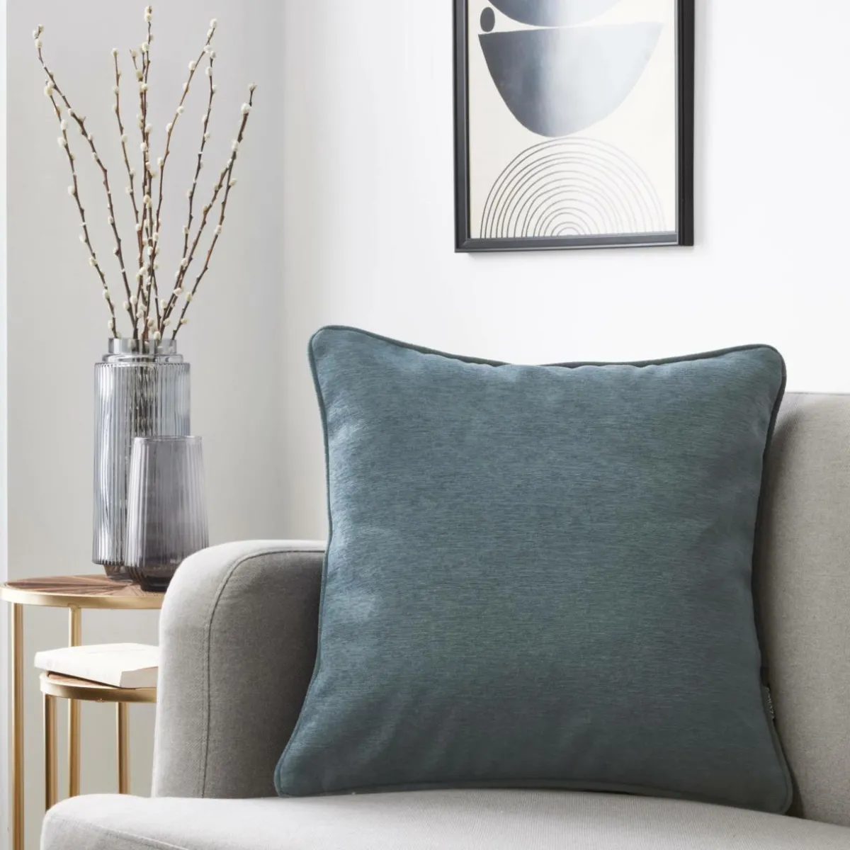 EMINZA Coussin carré (50 x 50 cm) Minuit Gris bleu