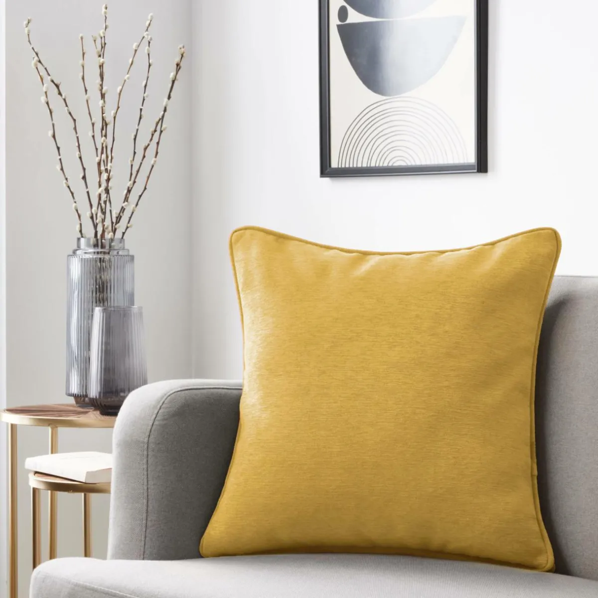 EMINZA Coussin carré (50 x 50 cm) Minuit Jaune ocre Discount