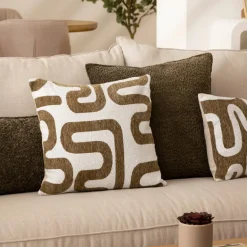 Atmosphera, cru017dateur d'intu017drieur Coussin carré (40 x 40 cm) Safina Vert kaki