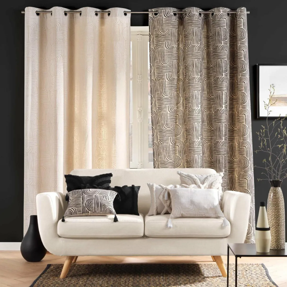 DOUCEUR D'INTERIEUR Coussin carré (40 x 40 cm) Zita Noir Sale