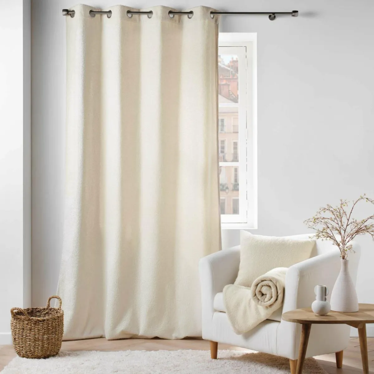 douceur d'intu017drieur Coussin carré bouclette (45 cm) Wooly Ecru Beige New