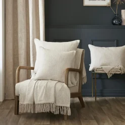 L'EFFET PAPILLON Coussin carré coton (45 x 45 cm) Sixtine Beige Clearance