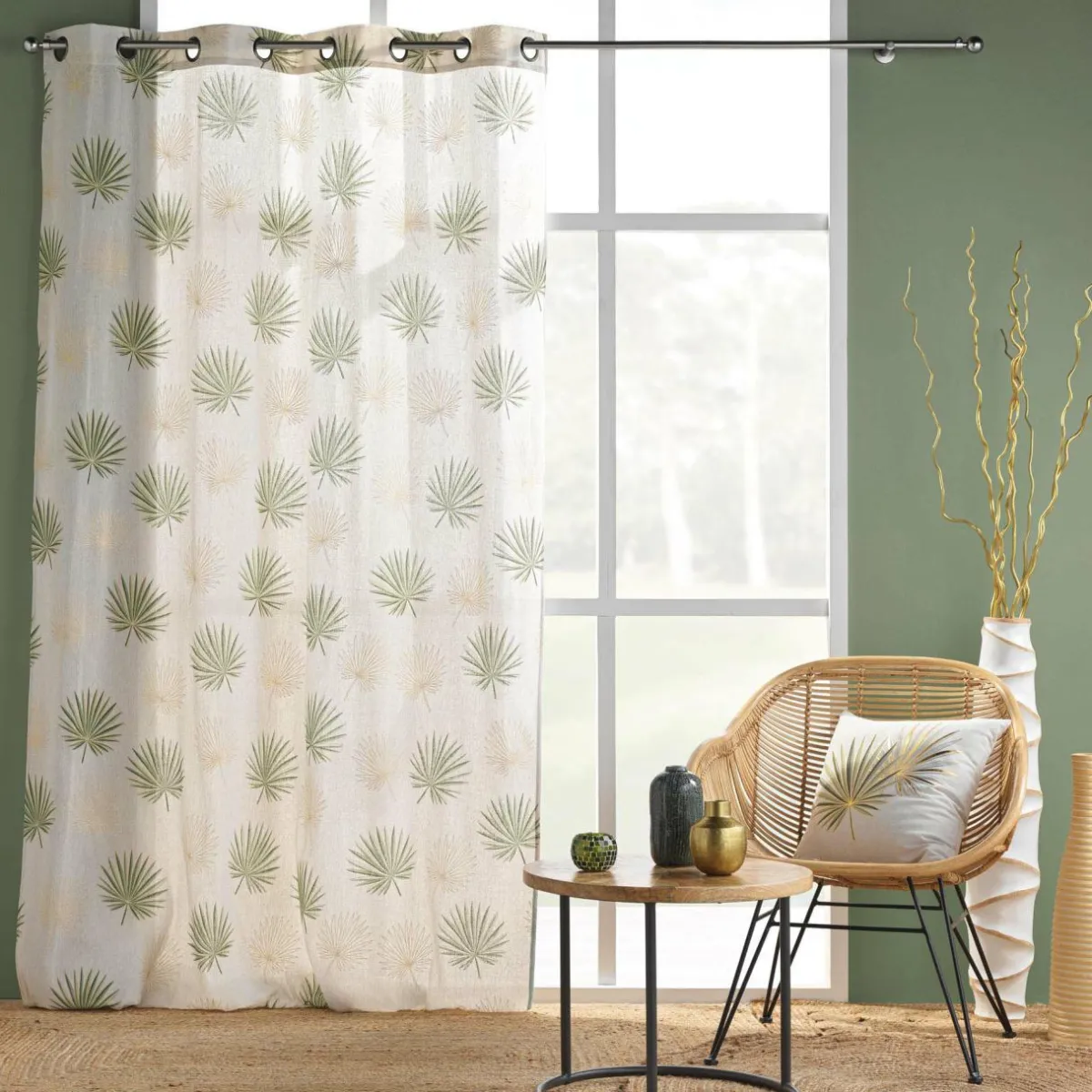 douceur d'intu017drieur Coussin carré coton (40 x 40 cm) Lotus Vert Hot