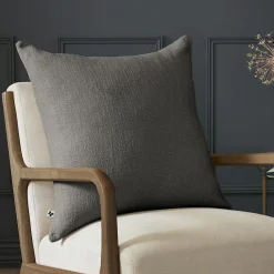 L'EFFET PAPILLON Coussin carré coton (60 x 60 cm) Sixtine Gris ardoise Gris foncé Online