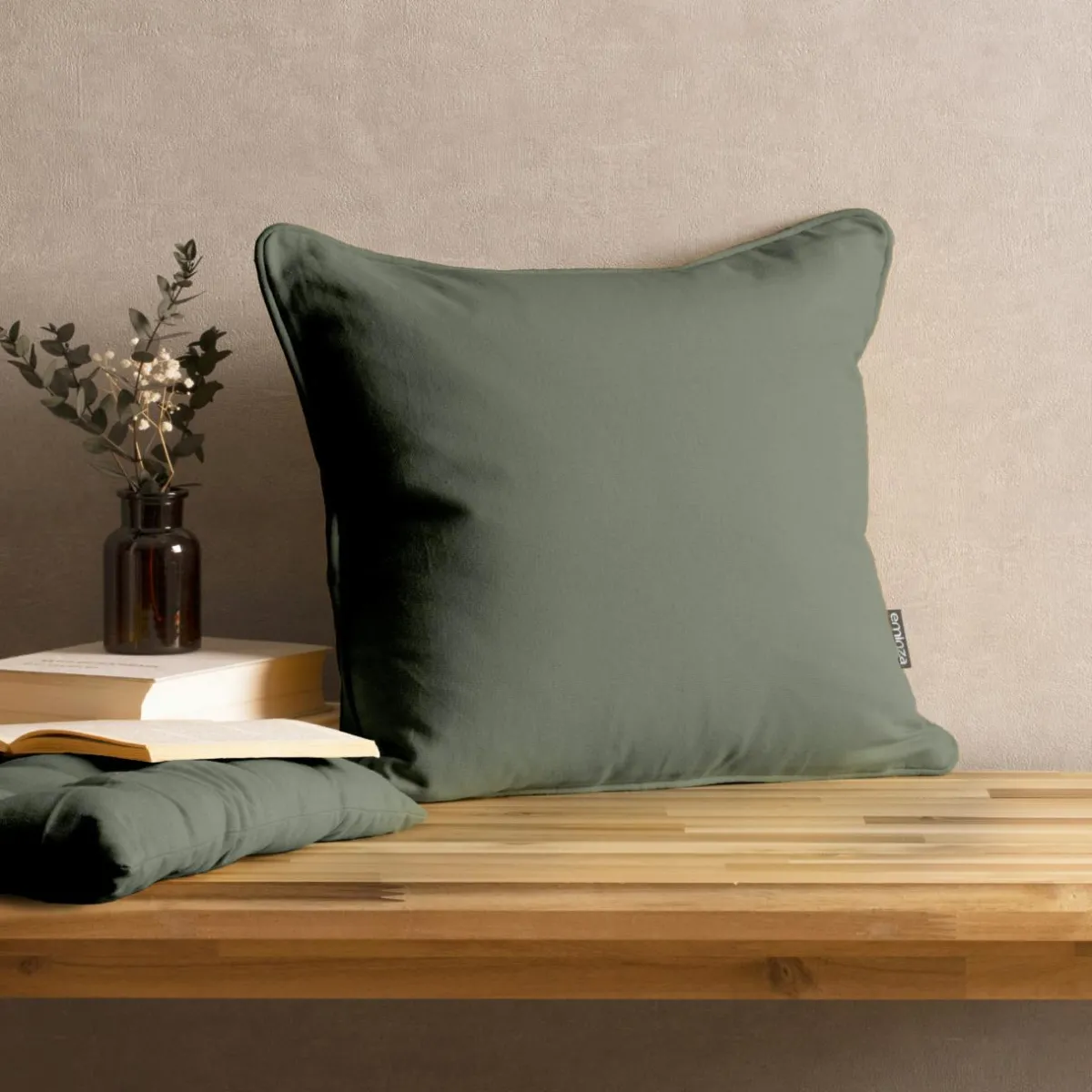EMINZA Coussin carré coton (40 x 40 cm) Pixel Vert kaki Sale