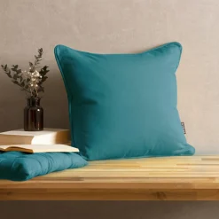 EMINZA Coussin carré coton (40 x 40 cm) Pixel Bleu canard Best