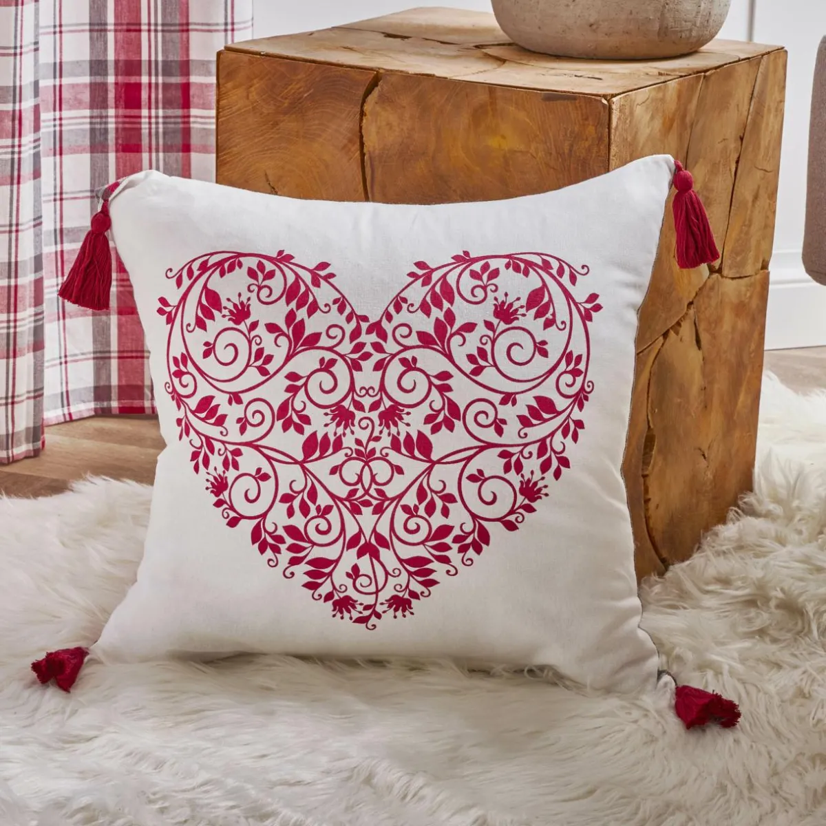 EMINZA Coussin carré coton (40 x 40 cm) Megeve Rouge Online