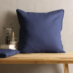 EMINZA Coussin carré coton (60 x 60 cm) Pixel Bleu marine New