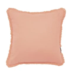 EMINZA Coussin carré coton (45 x 45 cm) Pixel franges Rose Pêche Best