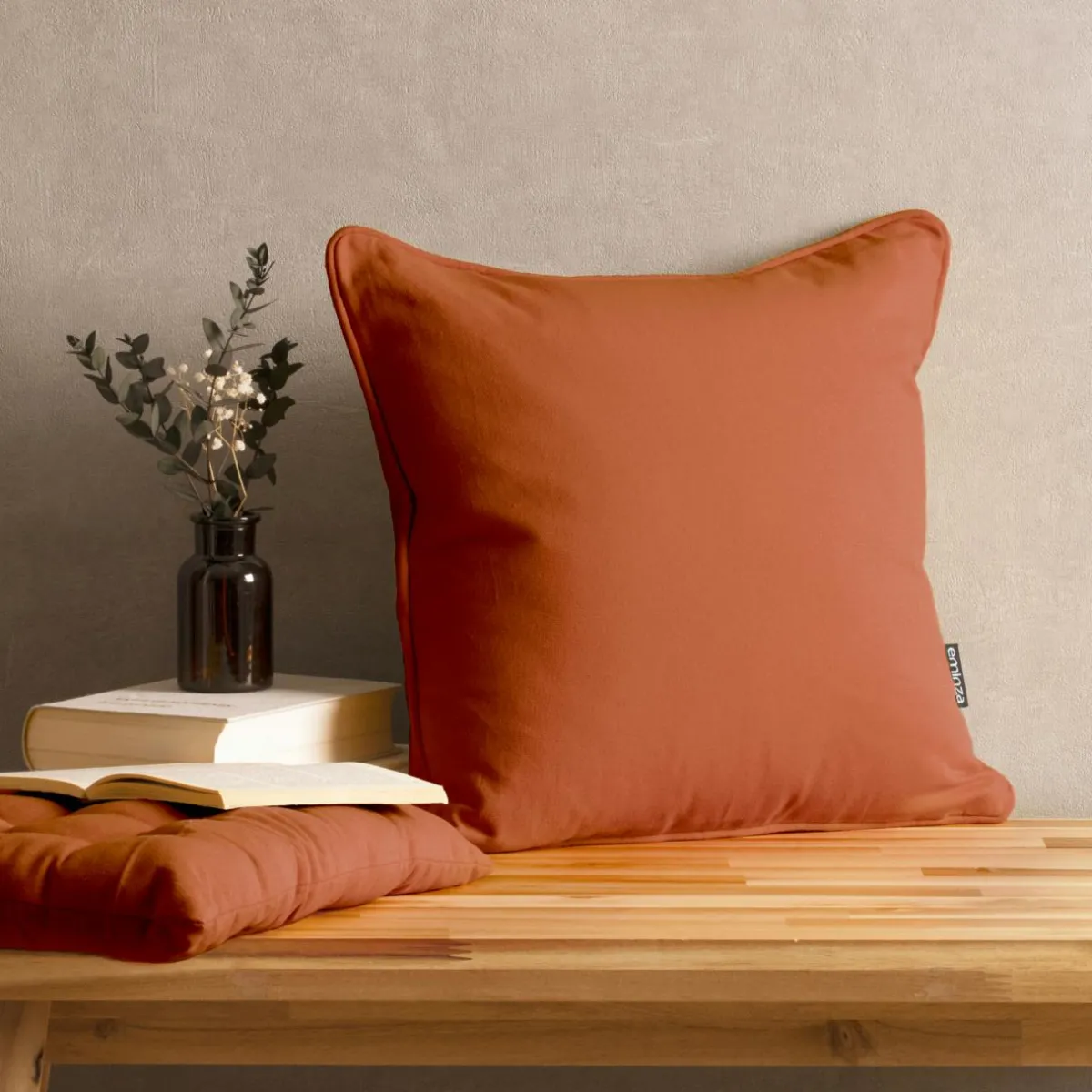 EMINZA Coussin carré coton (40 x 40 cm) Pixel Terracotta