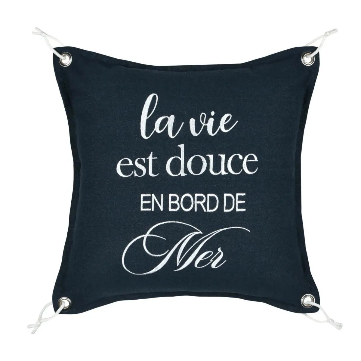 STOF Coussin carré coton (50 x 50 cm) Bordemer Bleu marine Best