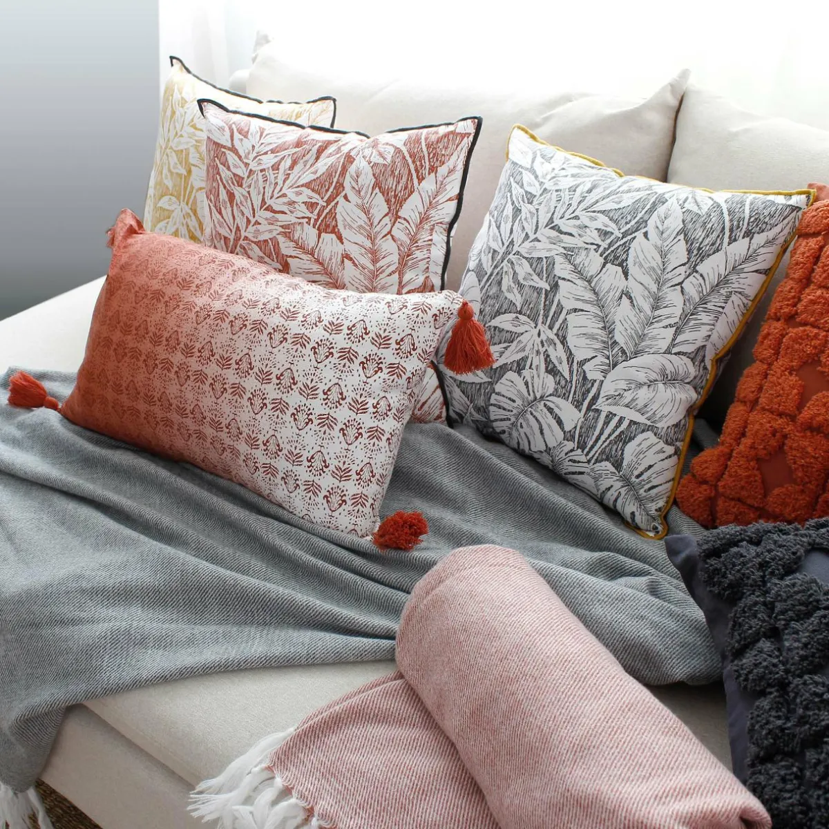 ENJOY HOME Coussin carré coton (40 x 40 cm) Bundi Terracotta