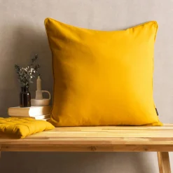 EMINZA Coussin carré coton (60 x 60 cm) Pixel Jaune moutarde