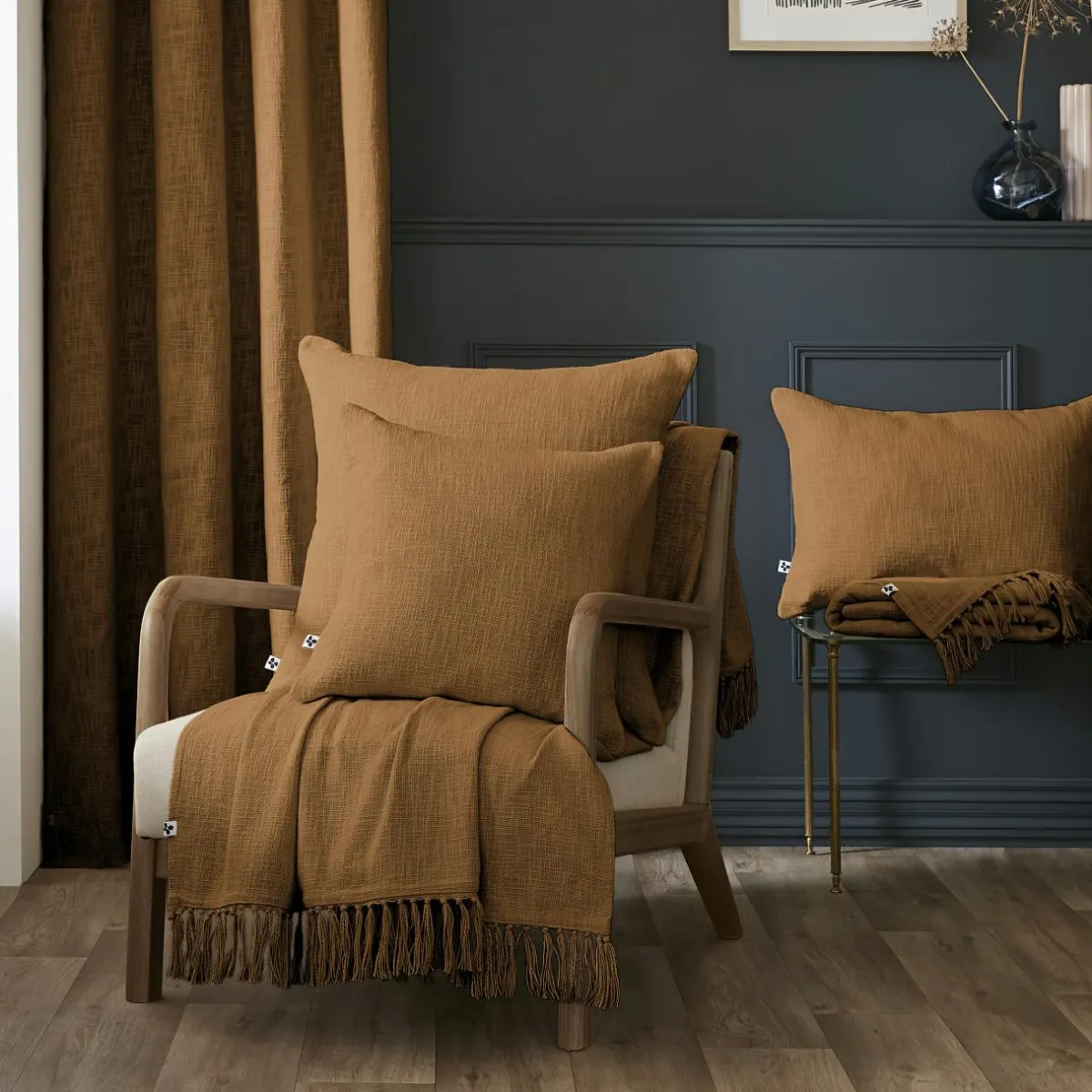 L'EFFET PAPILLON Coussin carré coton (45 x 45 cm) Sixtine Camel New