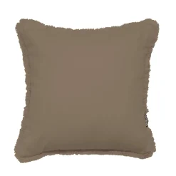 EMINZA Coussin carré coton (45 x 45 cm) Pixel franges Taupe Discount