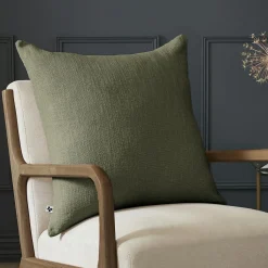 L'EFFET PAPILLON Coussin carré coton (60 x 60 cm) Sixtine Vert romarin Outlet