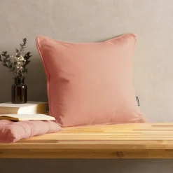 EMINZA Coussin carré coton (40 x 40 cm) Pixel Rose Pêche Hot