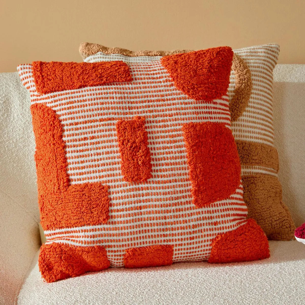 Atmosphera, cru017dateur d'intu017drieur Coussin carré coton (50 x 50 cm) Poppy Orange Outlet