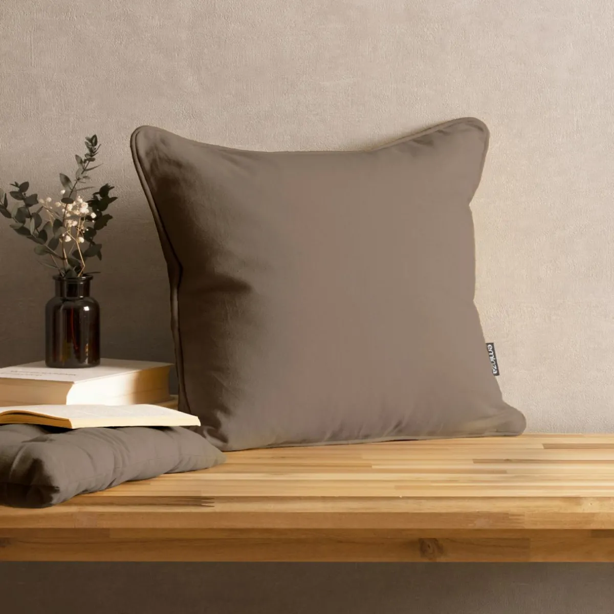 EMINZA Coussin carré coton (40 x 40 cm) Pixel Taupe Hot
