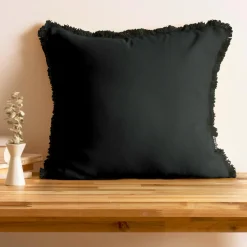 EMINZA Coussin carré coton (45 x 45 cm) Pixel franges Noir Clearance