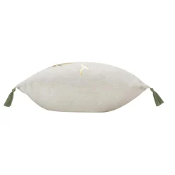 DOUCEUR D'INTERIEUR Coussin carré coton pompons (45 x 45 cm) Papeete Vert sauge Hot