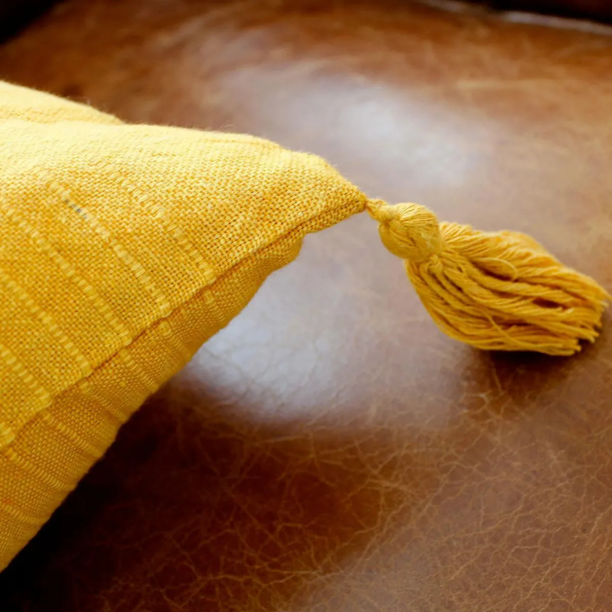 ENJOY HOME Coussin carré coton recyclé (40 x 40 cm) Bombay Jaune moutarde Hot
