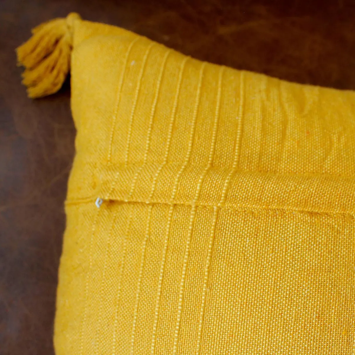 ENJOY HOME Coussin carré coton recyclé (40 x 40 cm) Bombay Jaune moutarde Hot