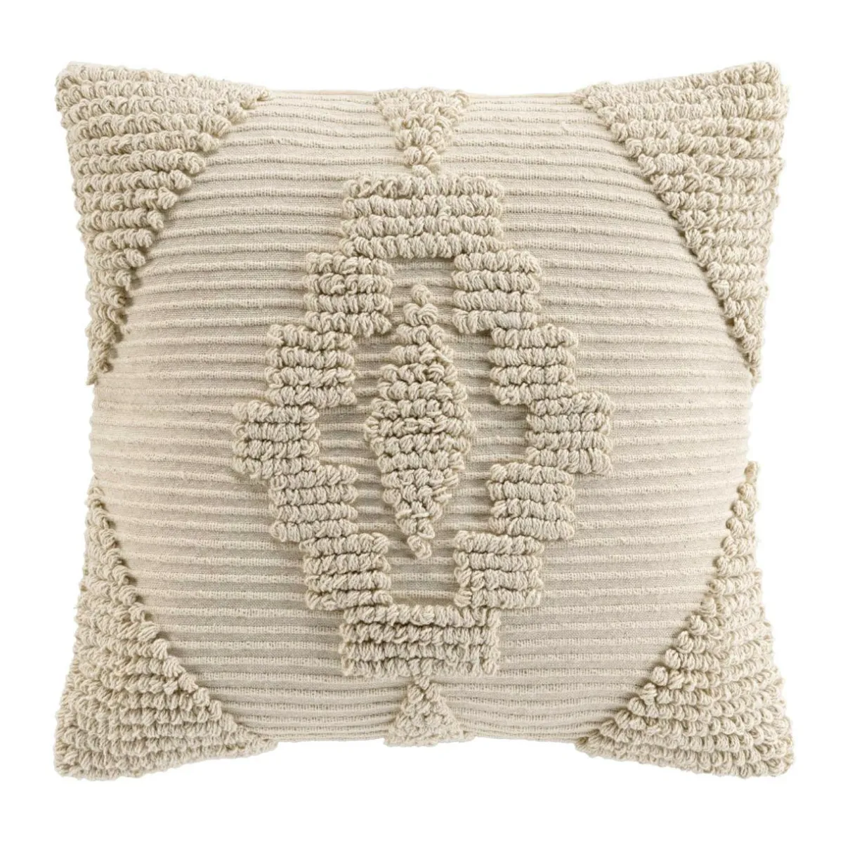 douceur d'intu017drieur Coussin carré coton tufté (45 x 45 cm) Kamary Ecru Best
