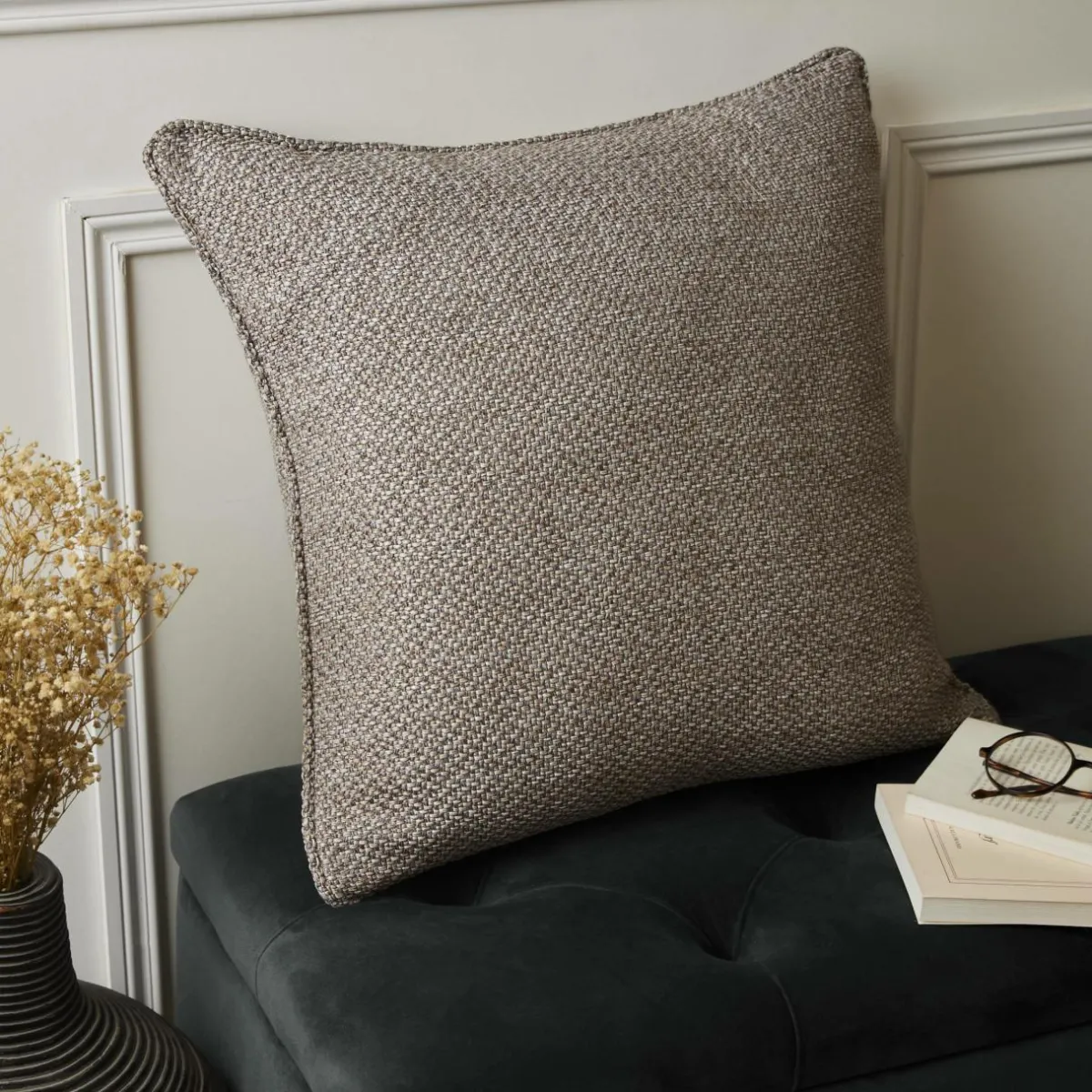EMINZA Coussin carré effet chiné (50 x 50 cm) James galet Gris Discount