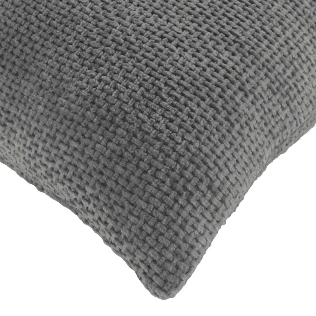 douceur d'intu017drieur Coussin carré en velours chenille (45 x 45 cm) Leo Gris Anthracite New