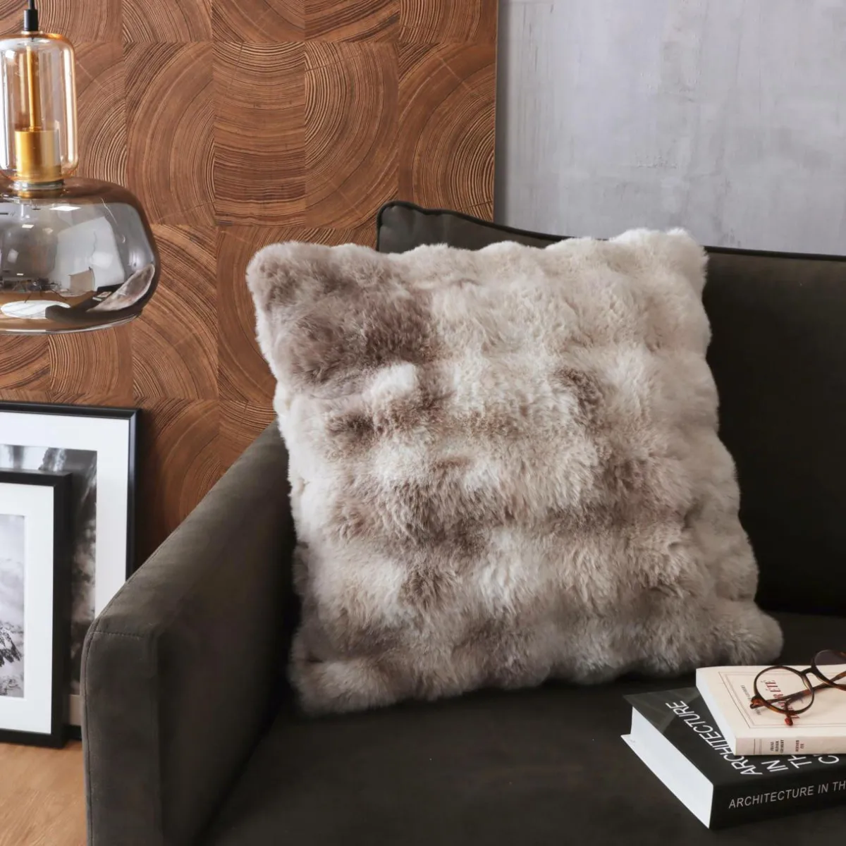 EMINZA Coussin carré fausse fourrure (50 x 50 cm) Toronto Taupe Online