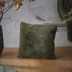 EMINZA Coussin carré fausse fourrure (45 x 45 cm) Finn Vert kaki Sale
