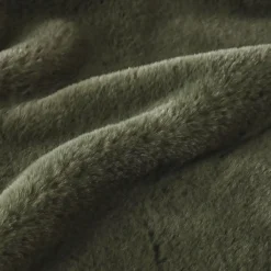 EMINZA Coussin carré fausse fourrure (45 x 45 cm) Finn Vert kaki Sale