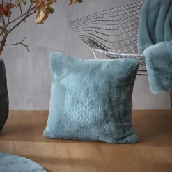 EMINZA Coussin carré fausse fourrure (45 x 45 cm) Finn Bleu Discount